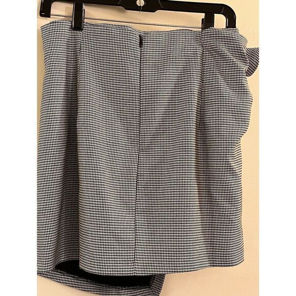Zara Skirt Houndstooth Mini Asymmetrical Wrap Skirt Size Large - Picture 3 of 5